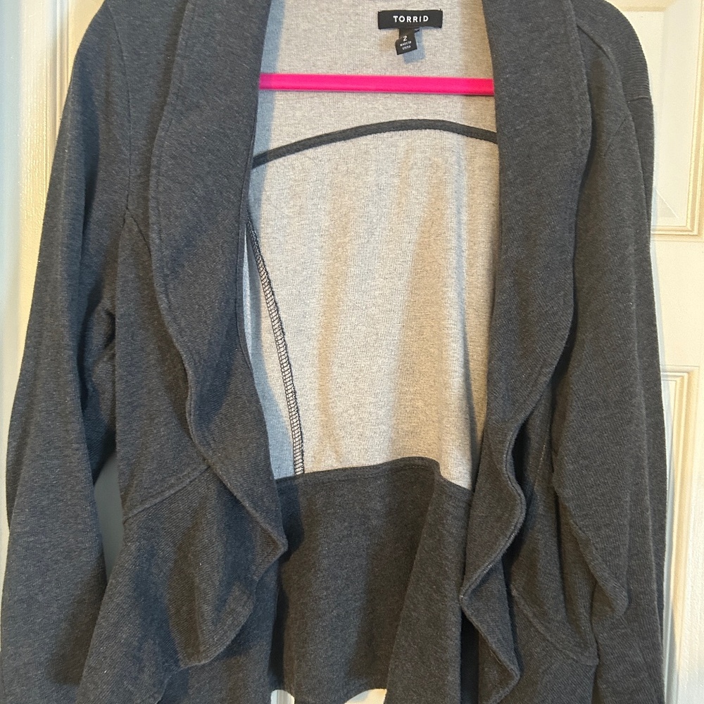Torrid peplum grey jacket size 2